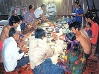 Communal lunch in a Kelabit Longhouse. 
